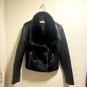 Faux Leather Bomber Jacket Sz. Small